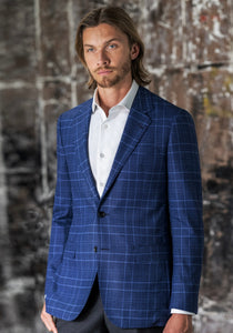 R P SPORTS JACKET / SOFT JACKET / BLUE PLAID /  WOOL / CONTEMPORARY FIT