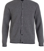 Load image into Gallery viewer, LUXURY BOMBER JACKET SWEATER WITH TIPPING / 100% CASHMERE / BLACK / GREY / S TO XXL
