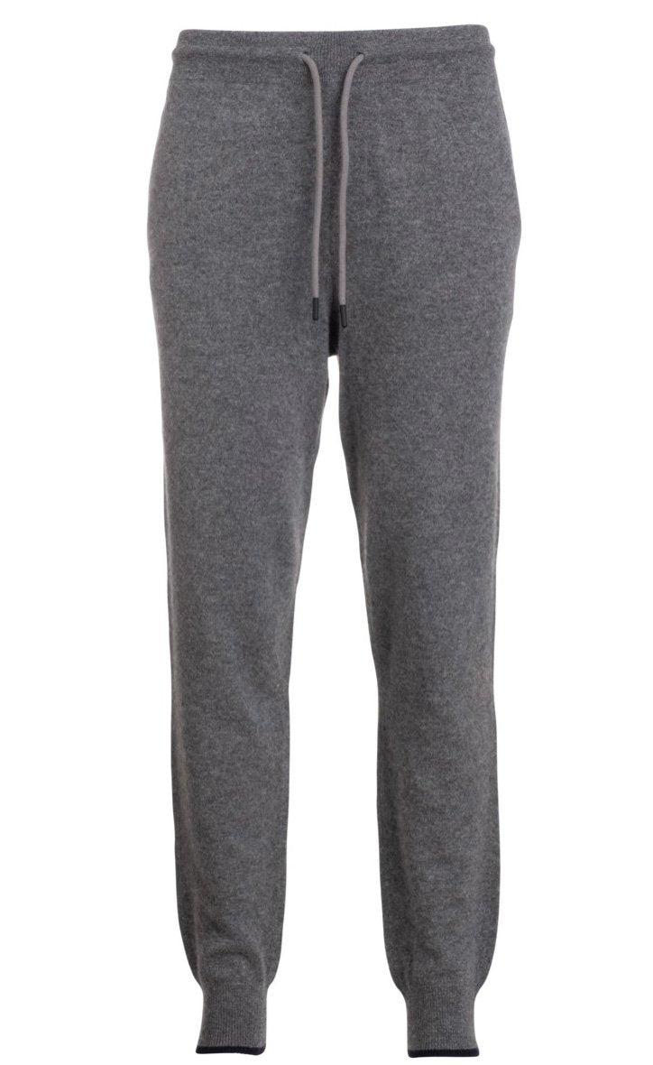 LUXURY JOGGER WITH TIPPING / 100% CASHMERE / BLACK / GREY / S TO XXL