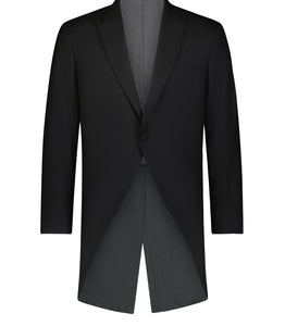 R P TUXEDO MORNING COAT CUTAWAY & TROUSER /  BLACK / 100% WOOL / 34 TO 54 / REG / LONG / SHORT