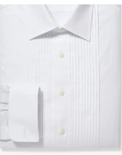 Load image into Gallery viewer, R P DESIGNS TUXEDO SHIRT / HAND PLEATED FRONT / TAN LINEN
