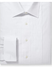 Load image into Gallery viewer, R P DESIGNS TUXEDO SHIRT / HAND PLEATED FRONT / PURPLE LINEN
