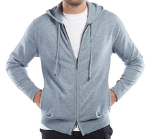 Load image into Gallery viewer, R P LUXURY FULL ZIPPER HOODIE / 100% CASHMERE LIGHTWEIGHT / BLUE - GREY / BLACK / S TO XXL
