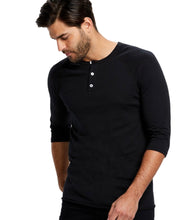 Load image into Gallery viewer, R P LUXURY HENLEY 3/4 SLEEVE / MADE IN CALIFORNIA / WHITE / BLACK / S TO XXL
