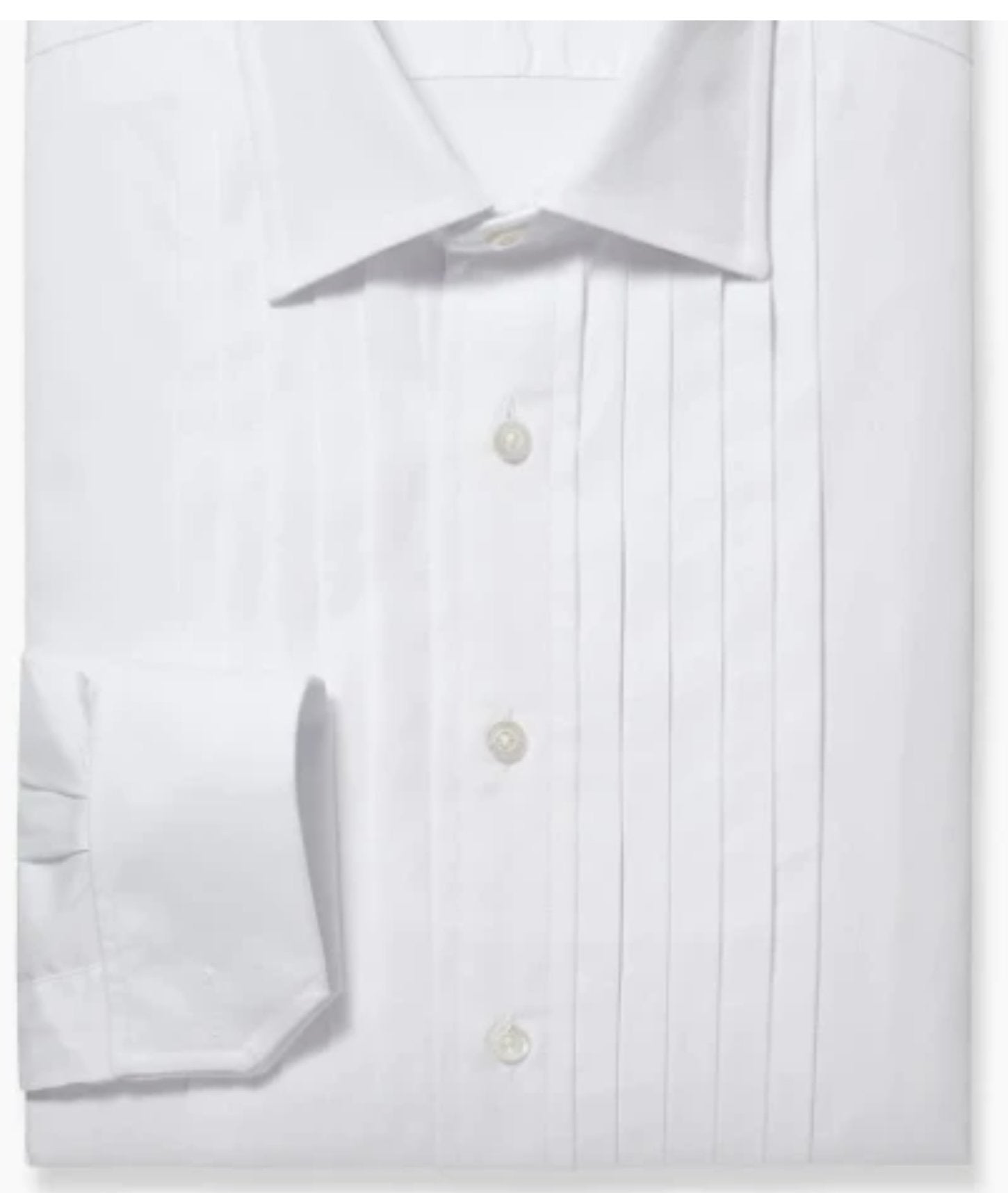 R P DESIGNS TUXEDO SHIRT / HAND PLEATED FRONT / WHITE COTTON