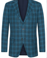 Load image into Gallery viewer, R P SPORTS JACKET / LORO PIANA / BLUE PLAID / SILK WOOL LINEN /  CLASSIC FIT
