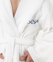 Load image into Gallery viewer, R P LUXURY ROBE HOODED / COTTON TERRY / MEN / WOMEN /  BLACK / WHITE / MONOGRAMS
