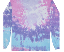 Load image into Gallery viewer, CHILDS SIZE HAND TIE DYE T-SHIRT LONG SLEEVE / 12 COLORS / 2-4 / 6-8 / 10-12 / 14-16
