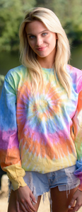 HAND TIE DYE T-SHIRT LONG SLEEVE / 9 COLORS / S TO XXX-L