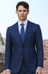 R P SUIT / CHARCOAL GREY WINDOWPANE PLAID / CONTEMPORARY FIT
