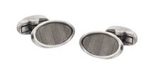 Load image into Gallery viewer, R P CUFF LINKS / SILVER HERRINGBONE ANTIQUE FINISH DESIGN
