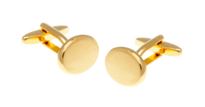 R P CUFF LINKS / GOLD BRUSHED FINISH OVAL DESIGN / MAY BE ENGRAVED