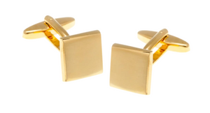R P CUFF LINKS / GOLD BRUSHED FINISH SQUARE DESIGN