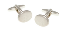 Load image into Gallery viewer, R P CUFF LINKS / SILVER BRUSHED FINISH OVAL DESIGN / MAY BE ENGRAVED
