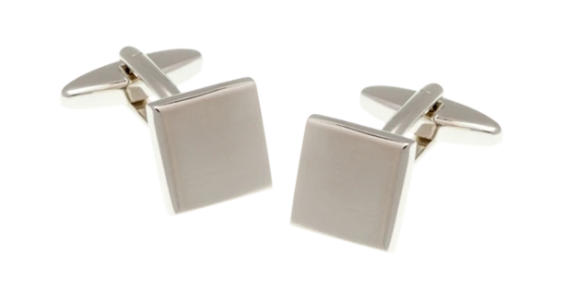 R P CUFF LINKS / SILVER BRUSHED FINISH SQUARE DESIGN / MAY BE ENGRAVED