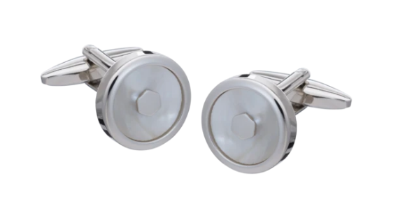 R P CUFF LINKS / SILVER / MOTHER OF PEARL DESIGN