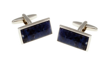 Load image into Gallery viewer, R P CUFF LINKS / SILVER / BLUE SODALITE RECTANGLE DESIGN
