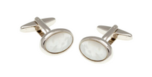 Load image into Gallery viewer, R P CUFF LINKS / SILVER / MOTHER OF PEARL OVAL DESIGN
