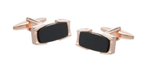 Load image into Gallery viewer, R P CUFF LINKS / SILVER / ROSE GOLD / BLACK ONYX DESIGN
