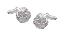 Load image into Gallery viewer, R P CUFF LINKS / SOLID STERLING SILVER WOVEN RIBBON KNOT DESIGN

