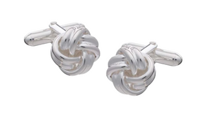 R P CUFF LINKS / SOLID STERLING SILVER WOVEN RIBBON KNOT DESIGN