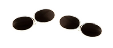 Load image into Gallery viewer, R P CUFF LINKS / SOLID STERLING SILVER / BLACK ONYX CHAIN LINK DESIGN
