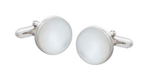 R P CUFF LINKS / SOLID STERLING SILVER / MOTHER OF PEARL ROUND DESIGN