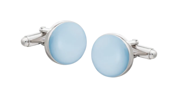 R P CUFF LINKS / SOLID STERLING SILVER / BLUE MOTHER OF PEARL DESIGN