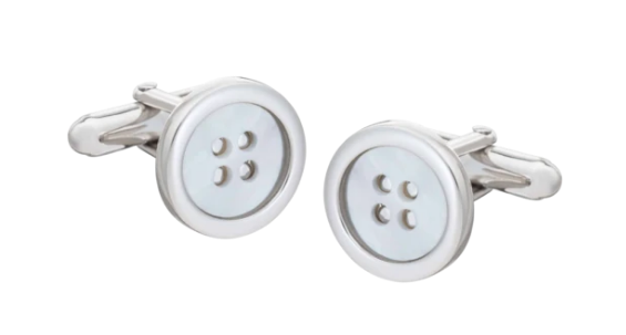 R P CUFF LINKS / SOLID STERLING SILVER / MOTHER OF PEARL BUTTON DESIGN
