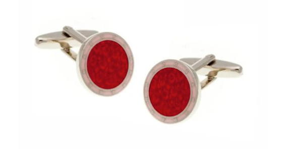 R P LINKS / SILVER / RED WITH PINK RIM ENAMEL DESIGN