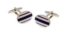 Load image into Gallery viewer, R P LINKS / SILVER / NAVY / PINK STRIPE ENAMEL DESIGN
