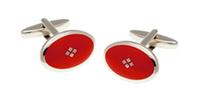 Load image into Gallery viewer, R P LINKS / SILVER / RED ENAMEL OVAL DESIGN
