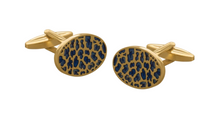 Load image into Gallery viewer, R P LINKS / GOLD / NAVY LEOPARD ENAMEL DESIGN
