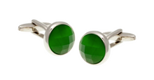 Load image into Gallery viewer, R P LINKS / SILVER / EMERALD GREEN CATS EYE ROUND DESIGN
