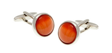 Load image into Gallery viewer, R P LINKS / SILVER / ORANGE CATS EYE OVAL DESIGN
