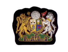 Load image into Gallery viewer, R P CREST / AUTHENTIC ENGLISH / HAND EMBROIDERED IN GOLD + SILVER BULLION

