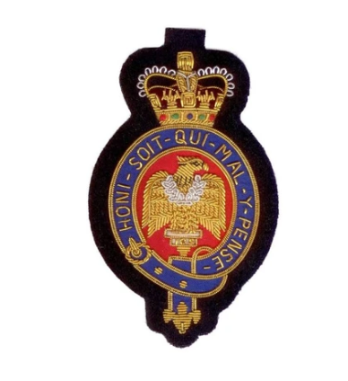 R P CREST / AUTHENTIC ENGLISH / HAND EMBROIDERED IN GOLD + SILVER BULLION