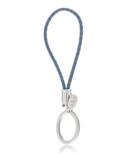Load image into Gallery viewer, R P KEY RING / SILVER / BLUE BRAIDED LEATHER
