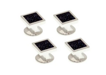 Load image into Gallery viewer, R P FORMAL 4 STUD SET / SILVER / NAVY BLUE GOLDSTONE SQUARE DESIGN
