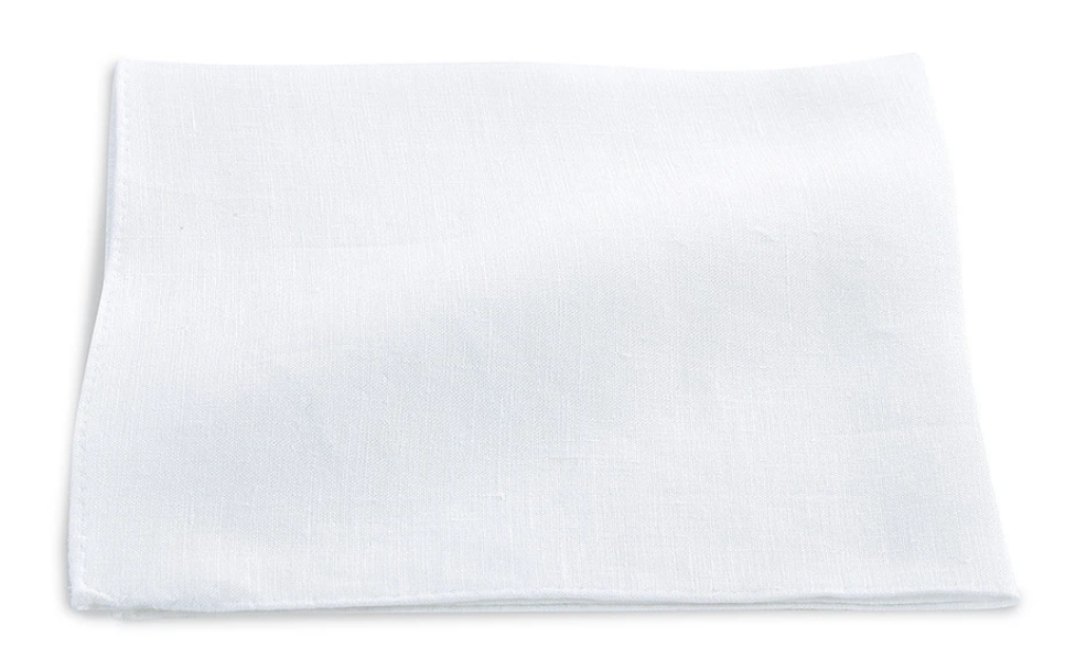 R P POCKET SQUARE / MADE IN ITALY / WHITE LINEN
