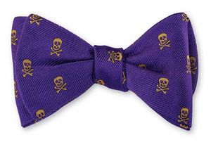 R P BOW TIE / PURE SILK / HAND MADE / SKULL + CROSS BONE