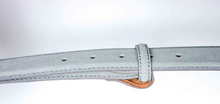 Load image into Gallery viewer, R P BELT / LIGHT GREY SUEDE / HAND MADE IN ITALY / BUCKLE / GOLD / SILVER / MATT SILVER

