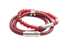 Load image into Gallery viewer, R P BRACELET / SILVER / RED BRAIDED LEATHER

