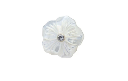 R P LAPEL PIN / MOTHER OF PEARL FLOWER DESIGN