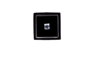 R P LAPEL PIN / BLACK ONYX SQUARE AND CRYSTAL DESIGN