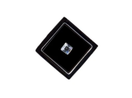 R P LAPEL PIN / BLACK ONYX SQUARE AND CRYSTAL DESIGN