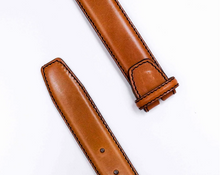 Load image into Gallery viewer, R P BELT / LUGGAGE BROWN CALF / HAND MADE IN ITALY / BUCKLE / GOLD / SILVER / MATT SILVER
