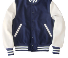 Load image into Gallery viewer, R P LUXURY VARSITY JACKET / NAVY / RED / HAND MADE IN USA / XS TO XXL
