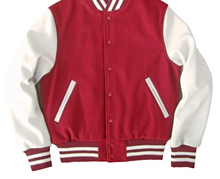 Load image into Gallery viewer, R P LUXURY VARSITY JACKET / NAVY / RED / HAND MADE IN USA / XS TO XXL
